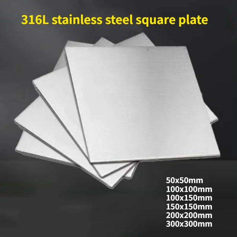 316L Edelstahlblech 0,5-3mm Quadratplatte Gebürstet Poliert für Lebensmittelgeräte Medizin Marine 50x50mm-300x300mm – Detail 1