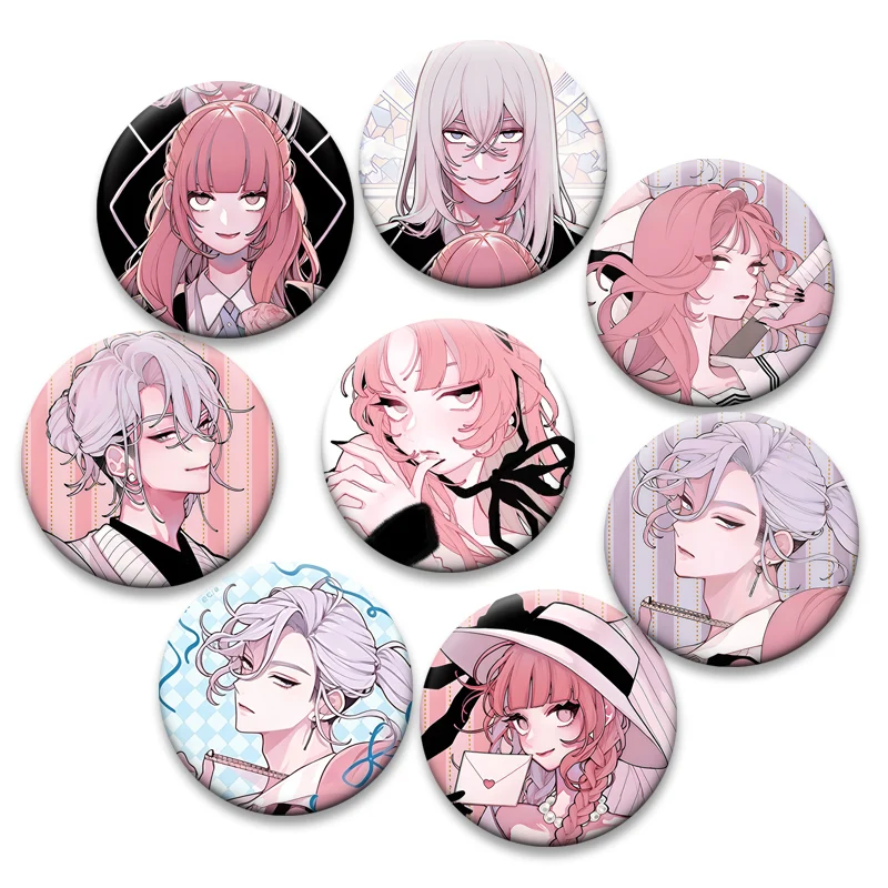 Anime Fall in Love,You False Angels Pins Toki Ninomae,Otogi Katsura Cartoon Badge for Backpack Accessorie Round Snap-in Brooches