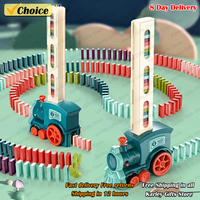 Kids Electric Domino Train Car Set Sound & Light Automatic Laying Dominoes Brick Blocks Game Educational Christmas Gift Kids Toy