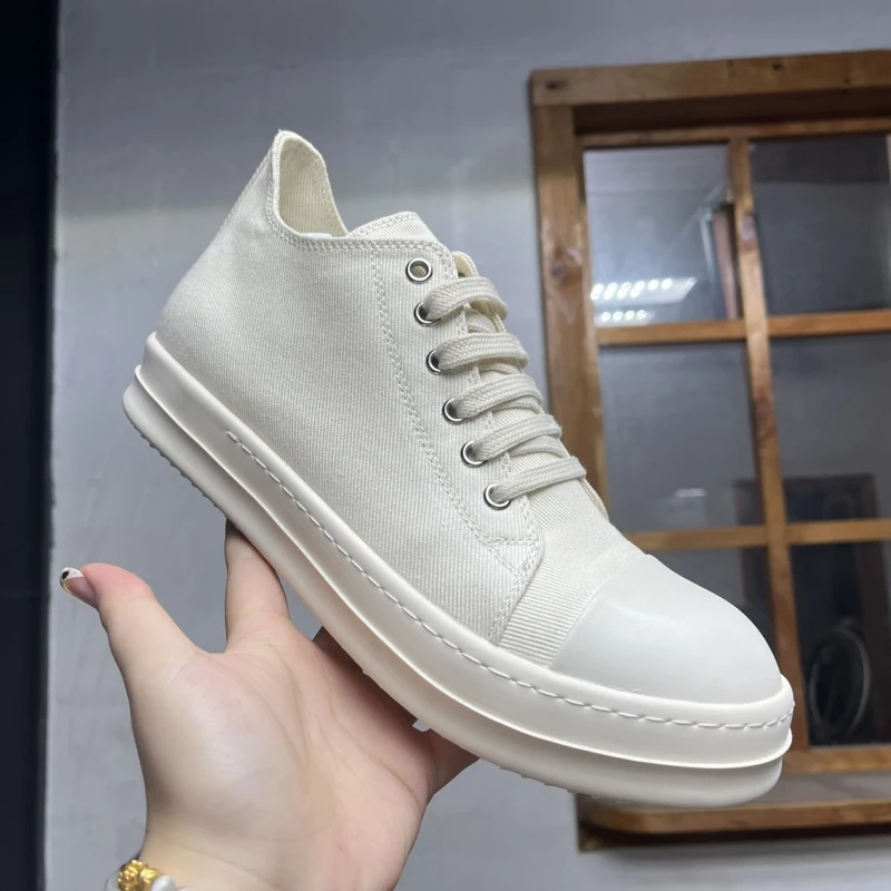 

Fashion Men's Casual Shoes Canvas White Solid Shoes for Man Lace-up Men's Sneaker Rubber Male Sneakers