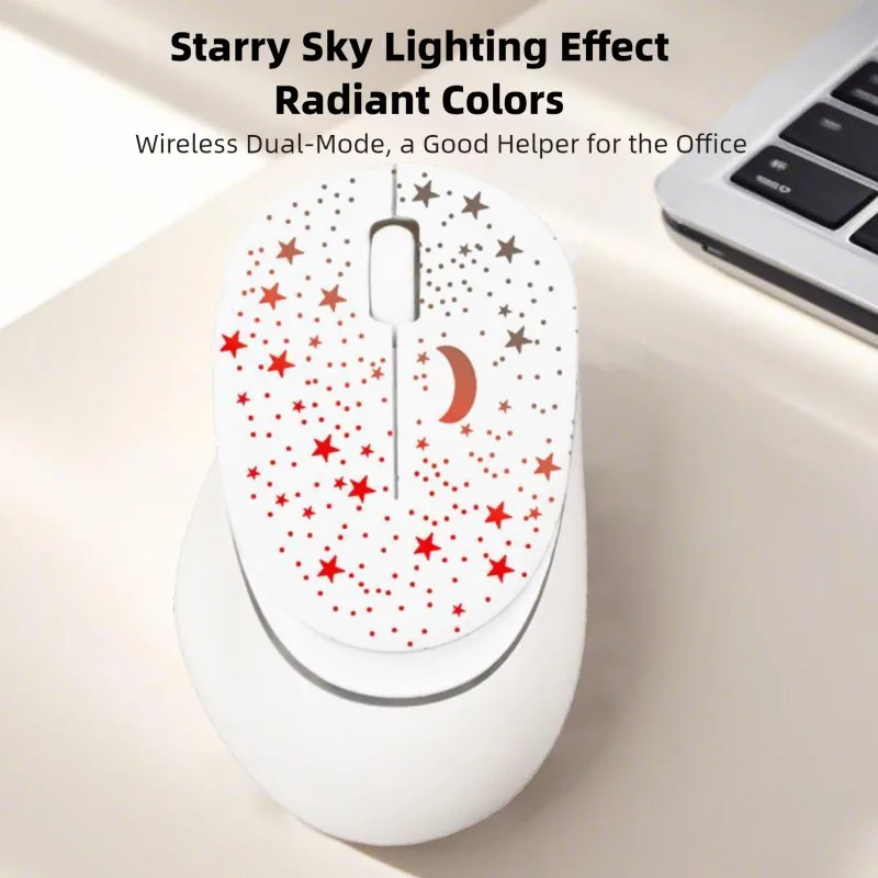 

Illuminated Starry Sky Wireless Bluetooth Dual-mode Mouse Rechargeable Mute Mice Compatible with Type-C Port For Desktop Laptop