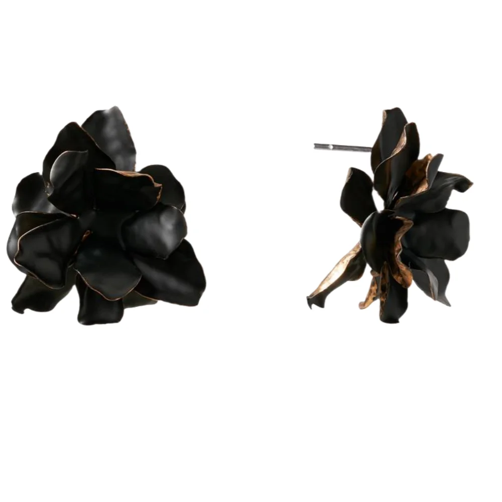 New iron material large flower earrings Exaggerated summer niche holiday earrings, free shipping