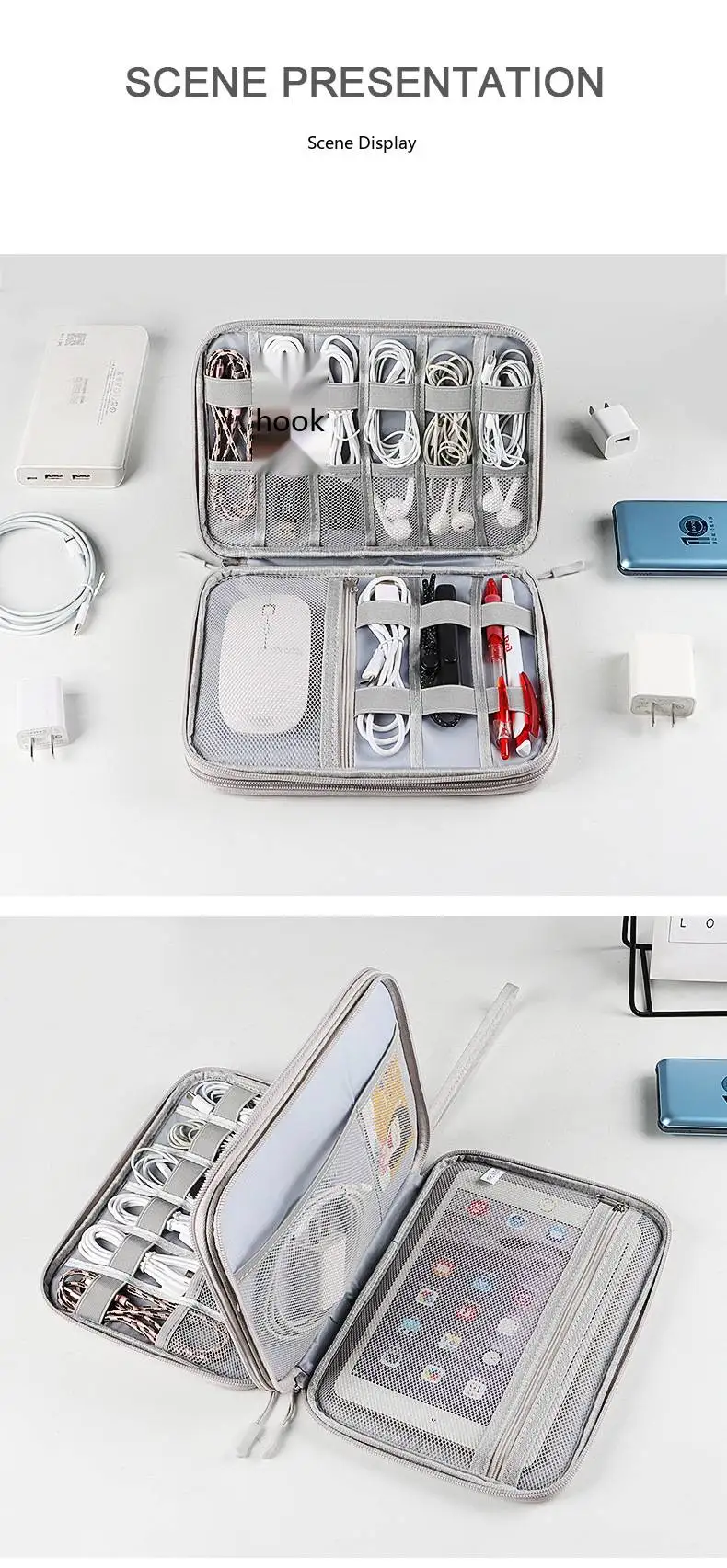 Große Kapazität Digitale Zubehör-Aufbewahrungstasche Wasserdichter Kabel-Organizer-Beutel für Kopfhörer und USB-Laufwerke – Detail 20