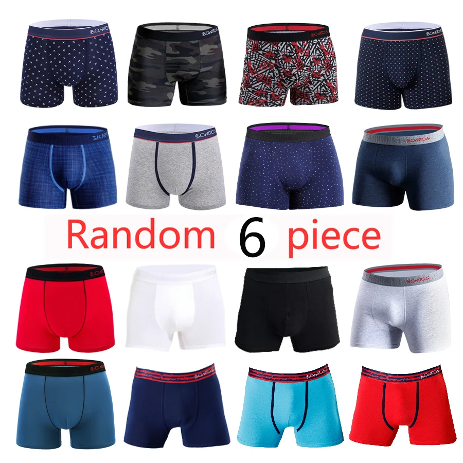 6pcs Random Boxer shorts cotton Men's panties underwear for man Boxers sexy underpants men square trunks mens boxershorts