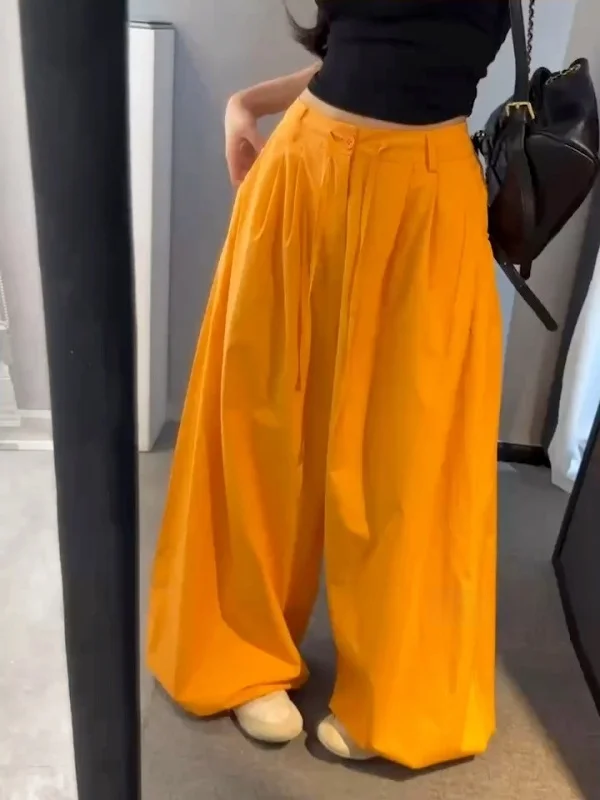 High Waist Balloon Pants Women's Casual Loose Soft Quick Lengthening Pants Korean Style Commute Wind plus Size Set Summer