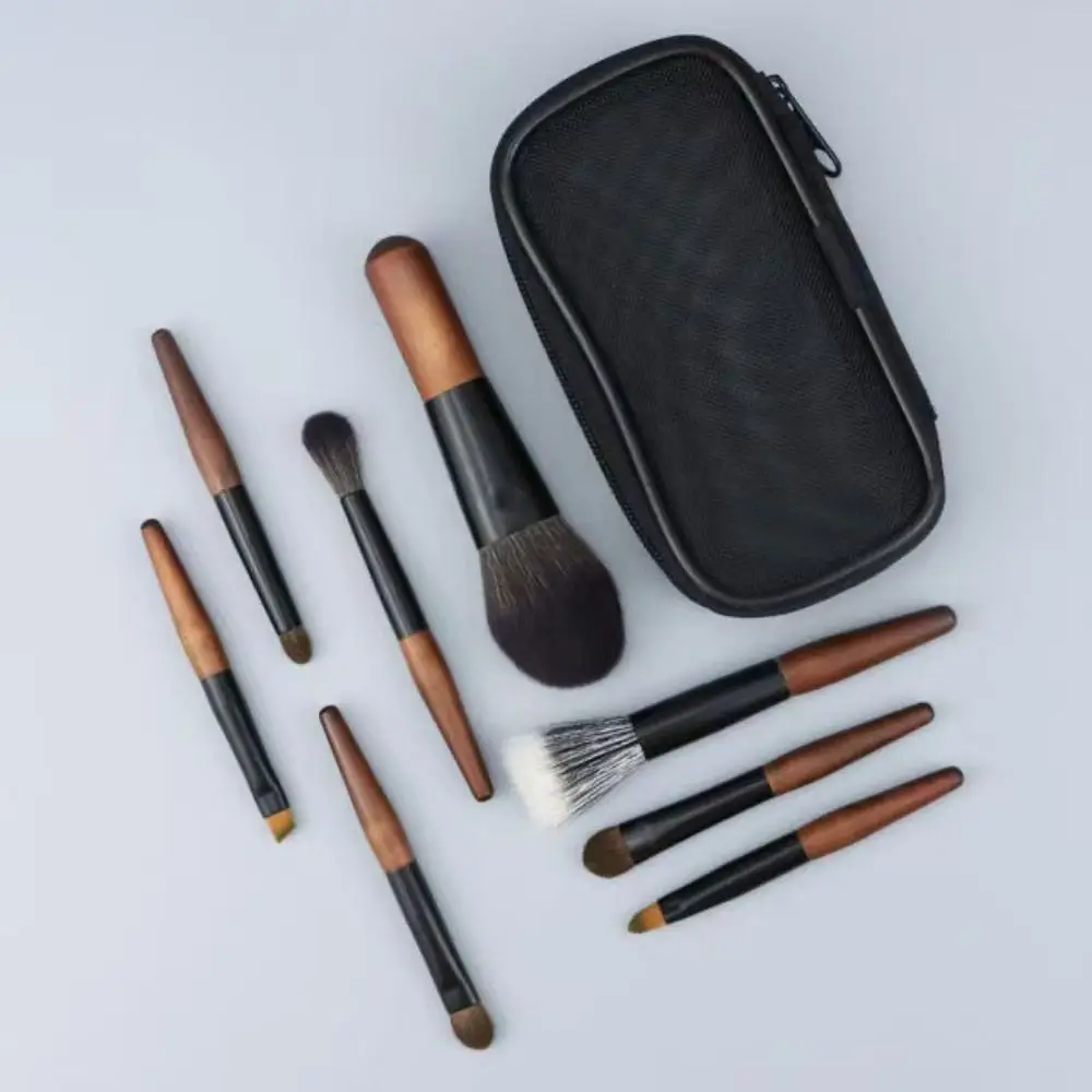 12 pezzi mini set di pennelli per trucco per labbra con scatola di immagazzinaggio ombretto peloso kit per trucco set di pennelli per correttore per strumenti cosmetici in legno da viaggio