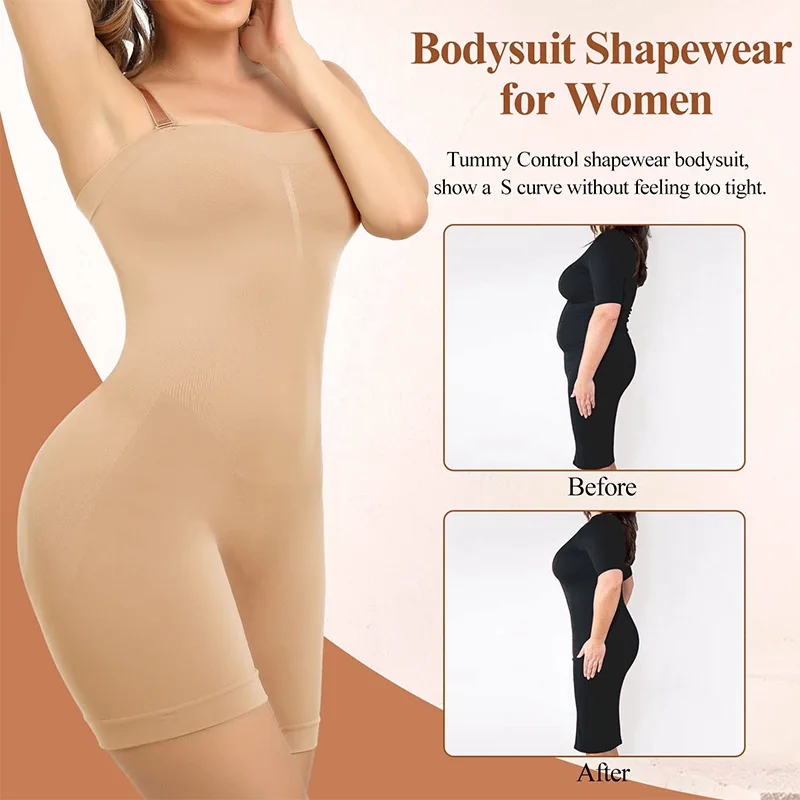 

Seamless body shaping jumpsuit, detachable shoulder strap, integrated chest and chest tightening corset