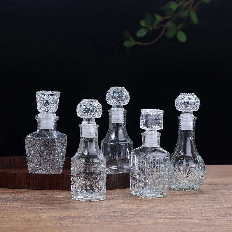 

1Pc 100/150ml Transparent Glass Cup Whiskey Decanter Party Barware Whiskey Glass Bottle For Liquor Bourbon Barware Pink cup Nana