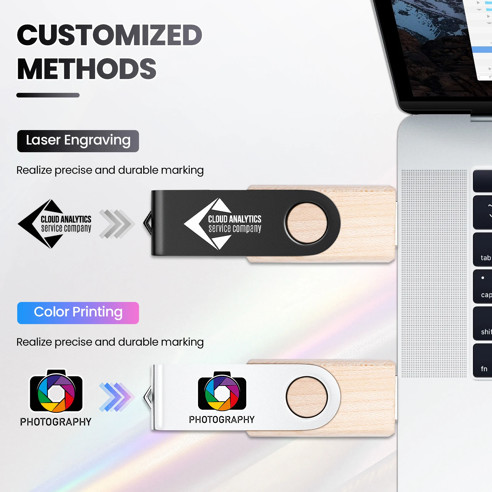 USB3.0 Wooden Metal USB 3.0 Flash Drive Rotatable Pendrive Thumb Memory Stick Free Custom Logo Pen Drive U Disk 128GB 64GB 32GB