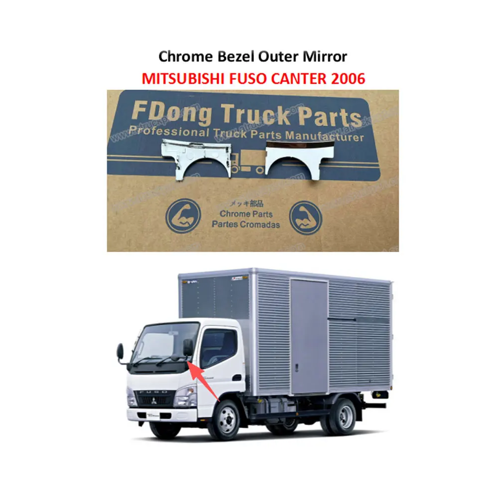 FDONG 1 Set 2 Pcs Chrome Bezel Outer Mirror for MITSUBISHI FUSO CANTER 2006 FE84D FE85D FE71 FE85 FE83