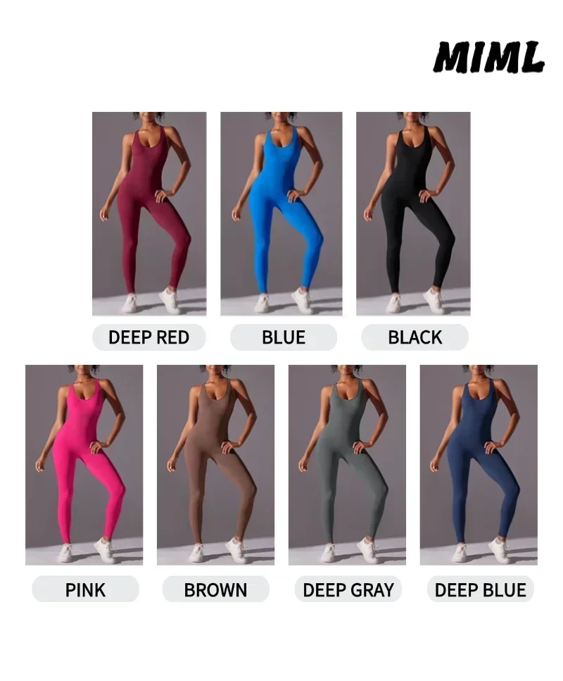 Sportswear Women Sports Jumpsuit Fitness Rompers Stretch Workout Bodysuits Sexy Back V Jumpsuit Gym Set Women Training Yoga Suit