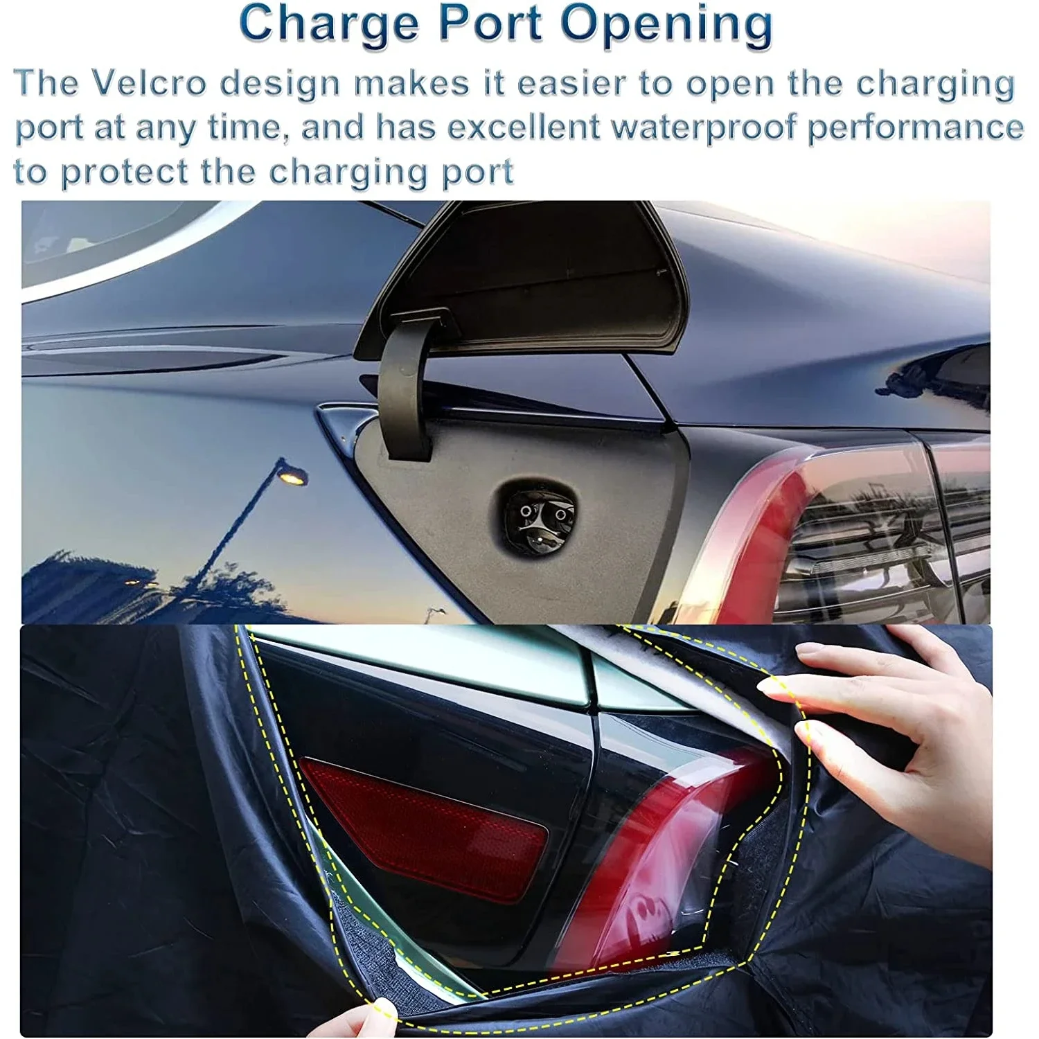 Waterproof Car Cover All Weather Protection Outdoor Car Covers Snowproof Windproof with Charge Port Opening For Tesla Model Y