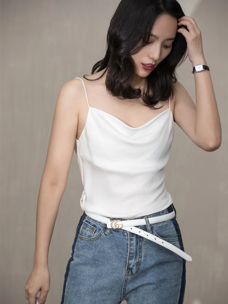 

Шелковый камзол больших размеров, женские атласные топы с подтяжками со свободным крестом, летний жилет из ледяного шелка с однотонной основой 7XL 6XL корсетные топы