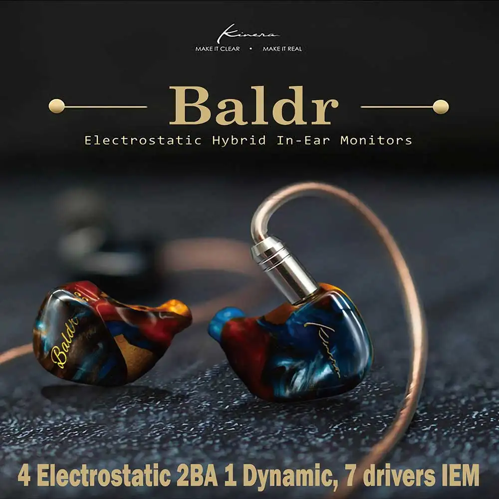 Kinera Baldr Earphones 4EST+1DD+2BA Hybrid Driver In Ear Monitors Wired Headphone HiFi DJ IEMs Earbud With 2Pin Cable Headset