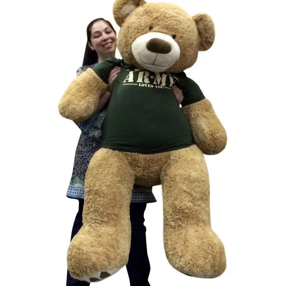 

Giant 5 oot tic Teddy Bear Wearing Tshirt That Says Somebody in The Army Loves You Big Military Teddy Bear