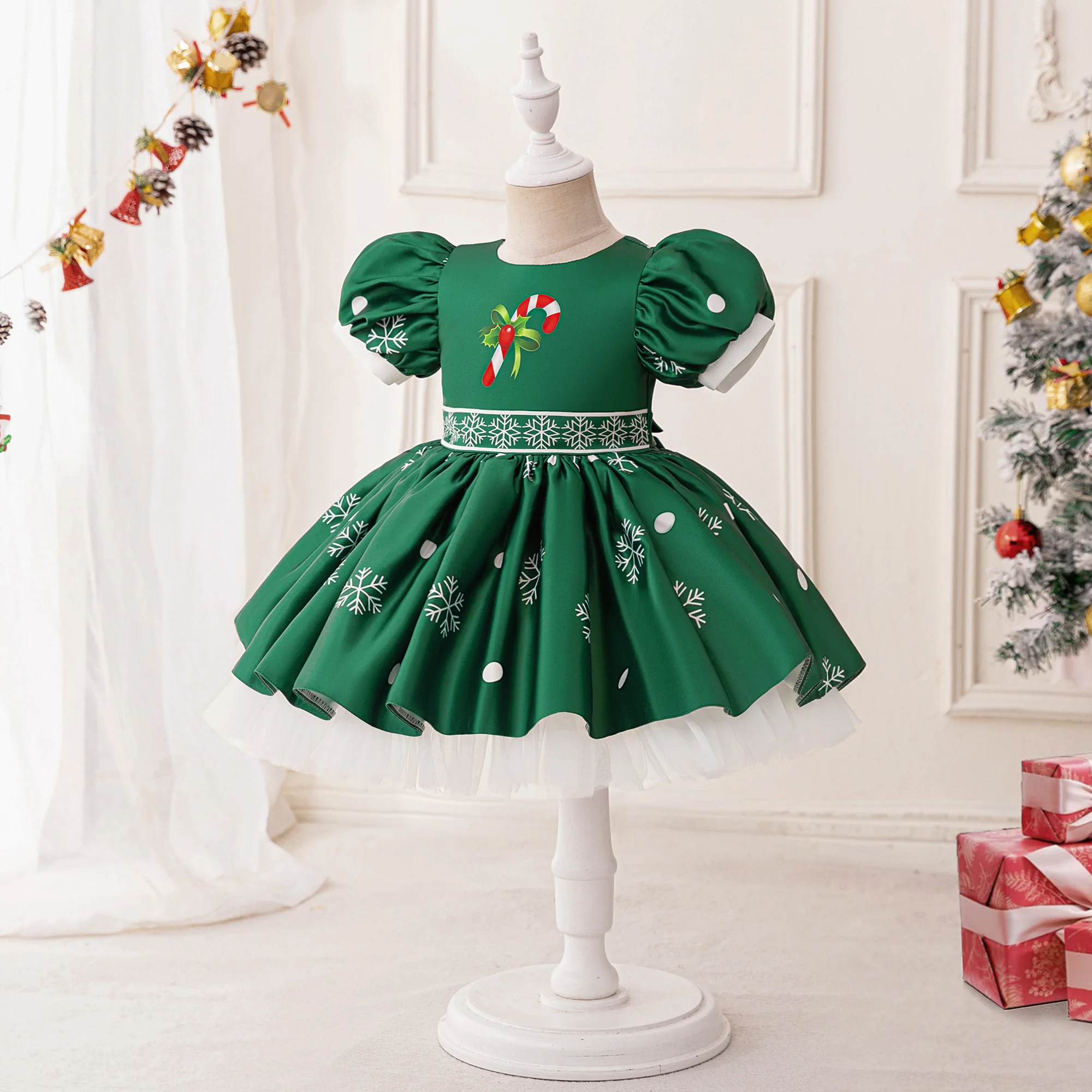 Toddler Baby Girl Christmas Dress Kids First Birthday Xmas Party Princess Tutu Gown Infant Tulle New Year Costume Vestidos