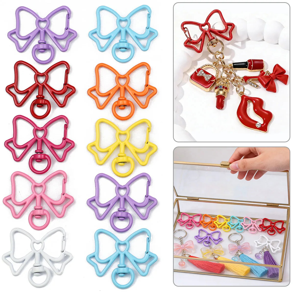 

5/10/20pcs 3*4CM Mixing Colors Bowknot Shape Spring Lobster Clasps Zinc Alloy Mix Keychain Clasps Hook for Diy Pendant Jewelry
