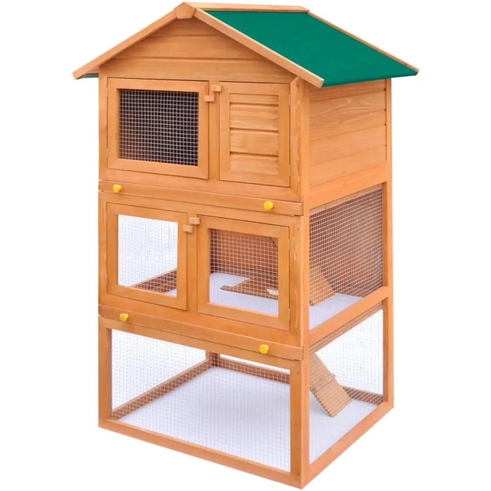 

Bunny Cages for Rabbits Indoor,Ferret cage,Rat cage,Outdoor Rabbit Hutch Small Animal House Pet Cage 3 Layers WoodIdeal for pati