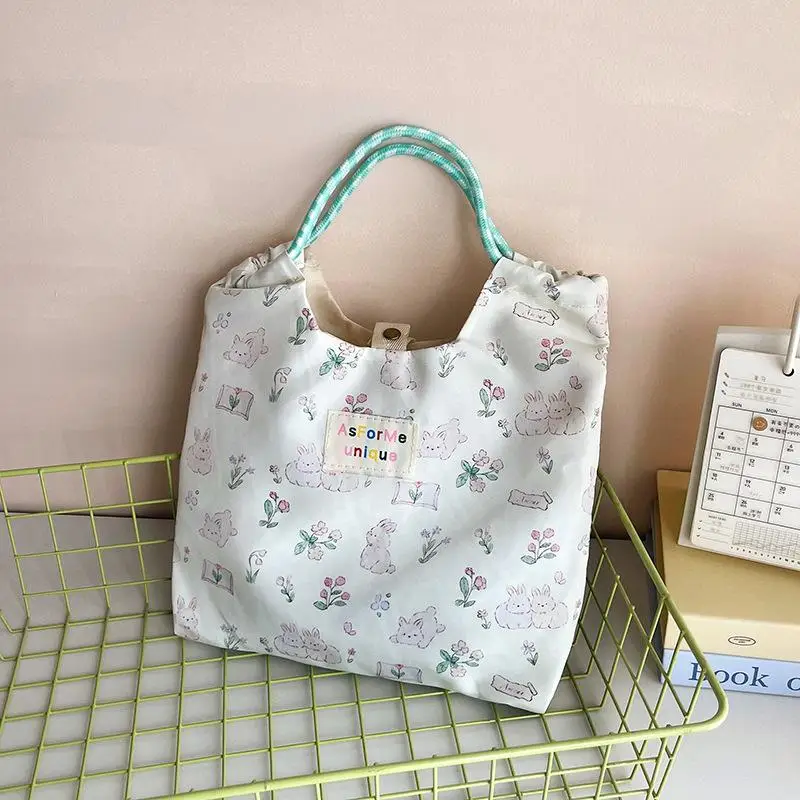 

Girly Tote Bag with Cute Prints; Fashion Commuter Bag with Large Capacity, Drawstring Handbag, Underarm Bag for Women