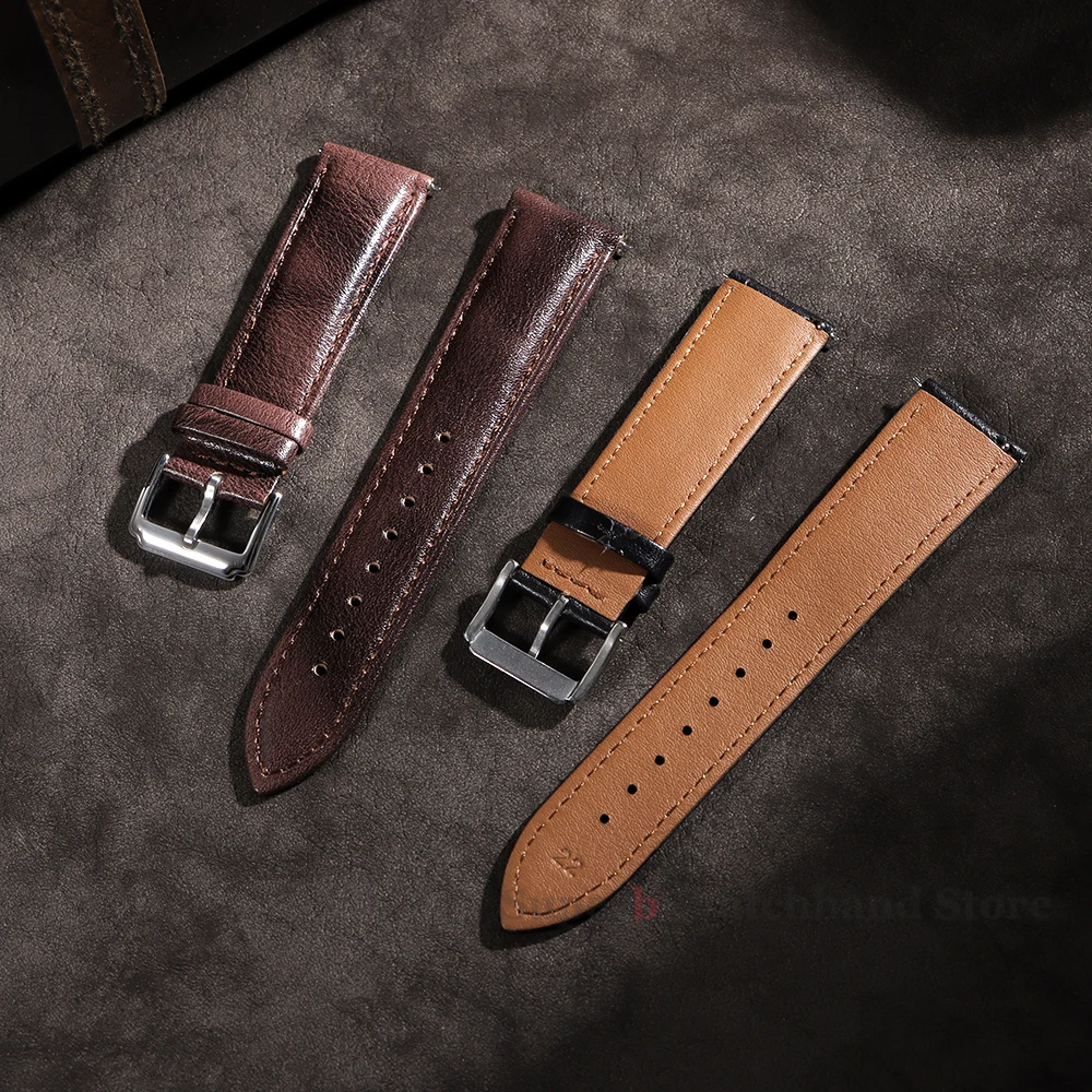 Винтажный ремешок из воловьей кожи 20 мм 22 мм для Huawei GT5 4, быстросъемный ремешок для умных часов для Samsung Galaxy Watch 6 5, браслет ручной работы