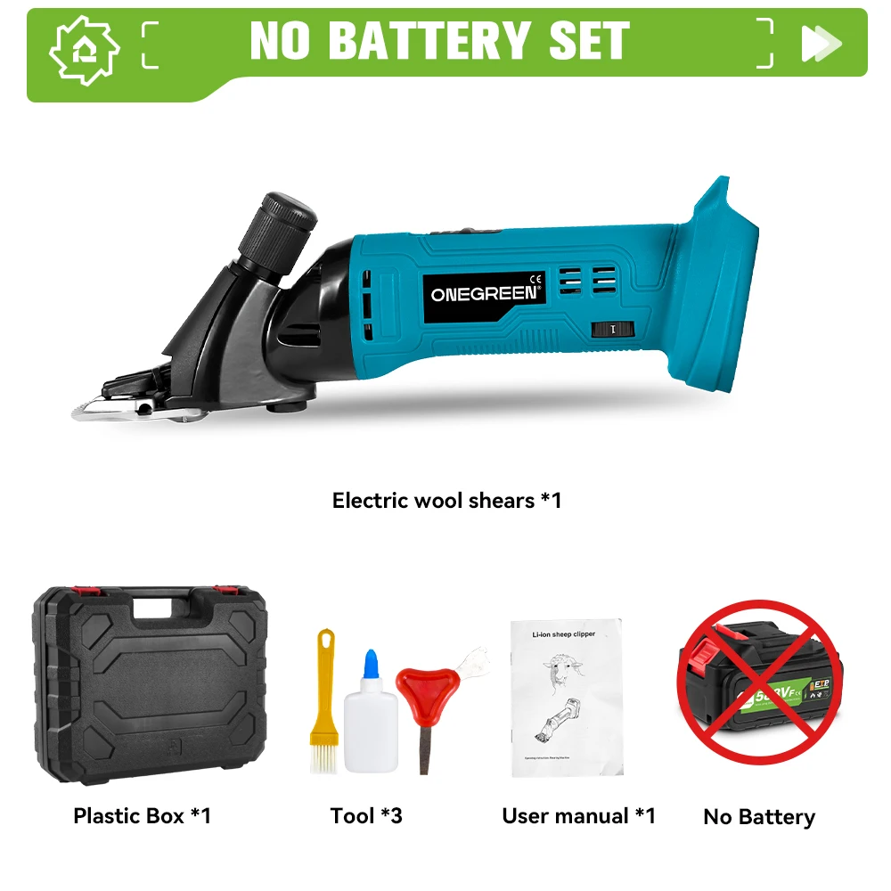 ONEGREEN 6 Speed 13 Tanden Draadloze Elektrische Wolschaar Elektrische Schaar Schapen Pet Clipper Machine Voor Makita 18 V Batterij pin