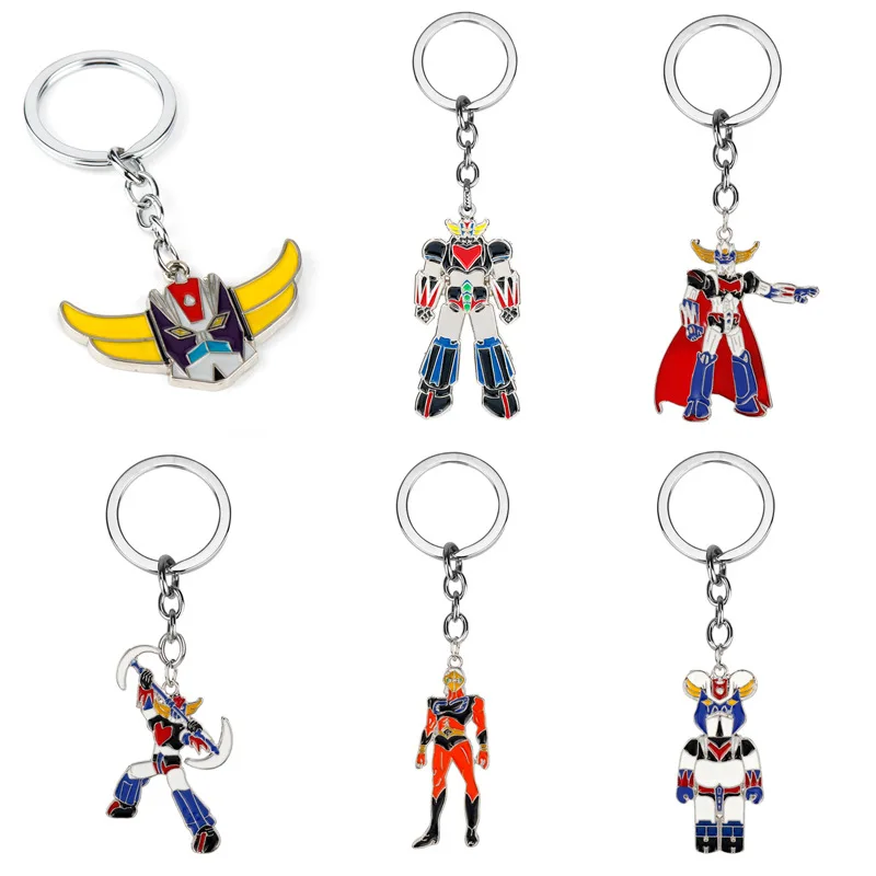 Anime Comic Mazinger Z liontin gantungan kunci UFO Liantaisha Robot Grendizer Logo Keyring untuk pria Aksesori Perhiasan tas mobil