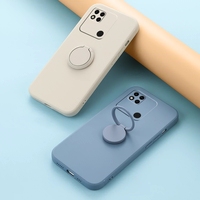 360 Finger Ring Square Silicone Case For Xiaomi Redmi 10C 10A 10 9C 9A 9C 8 8A 7 6 6A Phone bracket  Cover