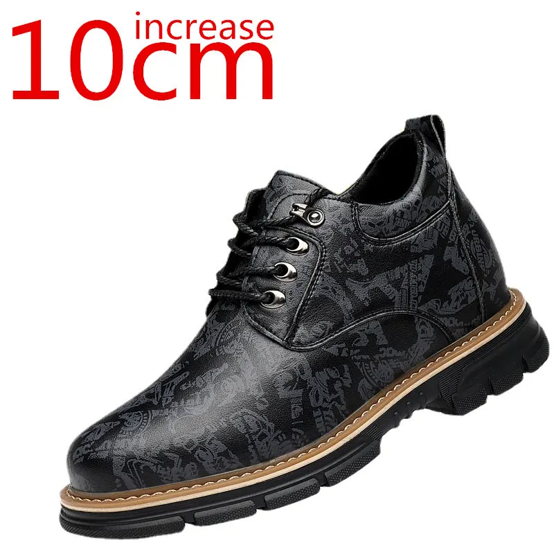 Men Thick-soled Tooling Shoes Increase 10cm Sports and Casual Elevator Shoes Inner Height Increasing Invisible Leather Shoes Men