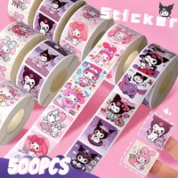 500PCS Sanrio Hello Kitty Cartoon Sticker Cute Cartoon Kuromi My Melody Children's Diary Bonus Gift Closure Diary Booklet Gift