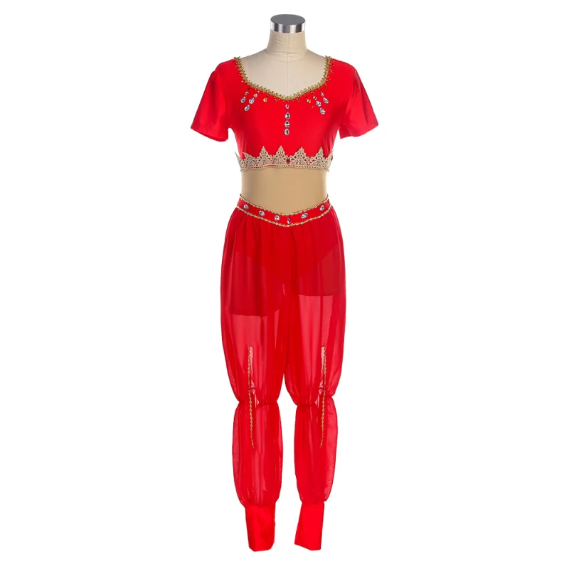 Top con sujetador de LICRA de manga corta con inserción de malla desnuda en la cintura, traje de una pieza para adulto y niña, traje de baile de Ballet 22546