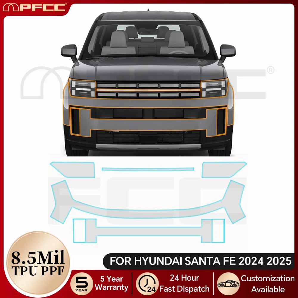 

For Hyundai Santa FE 2024 2025 8.5Mil TPU Anti-scratch Paint Protection Film Pre-cut PPF Bra Car Body Clear Kit Resistant Cover
