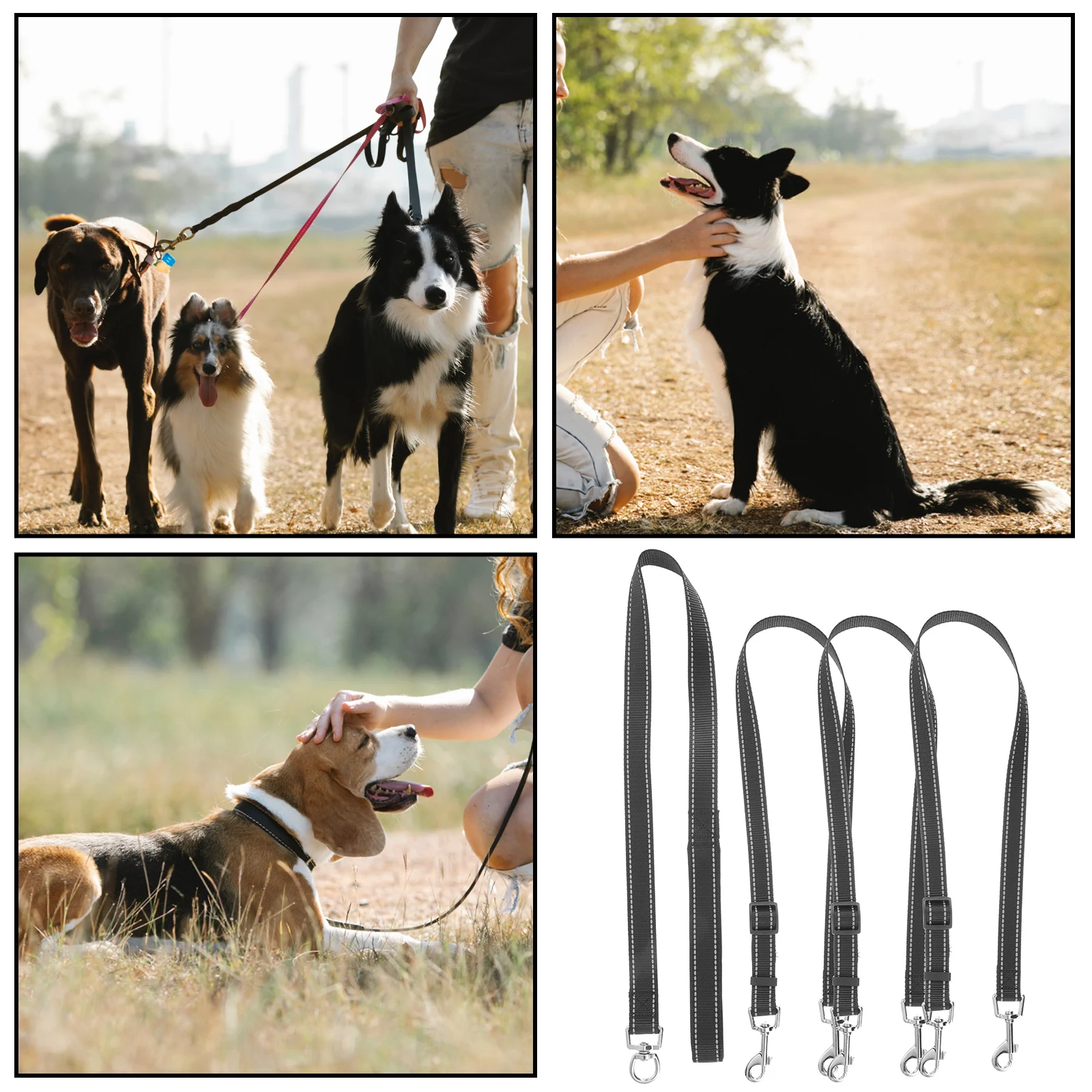 

Reflective Leash 3 Pets Traction Rope Soft Handle Elastic Nylon 360 Degree Rotating Buckle Pet Supplies Dog Walking
