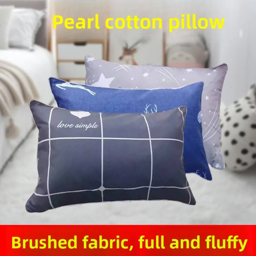 

Pearl Cotton Pillow with Pillowcase Thickened Soft Neck Support for Students Dormitory Single Bed Home Hotel Use 124