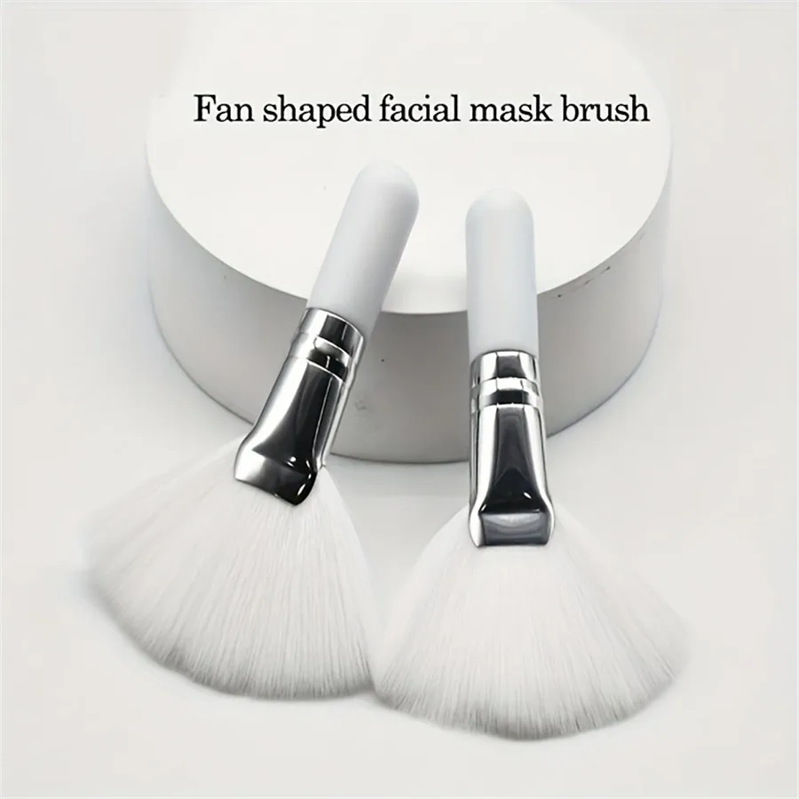 1pc Fanned Makeup Brush, Salon Quality, Soft Mini Facial Foam Brush Applicator, Portable, White