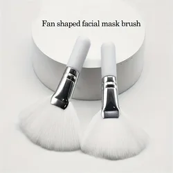 1pc Fanned Makeup Brush, Salon Quality, Soft Mini Facial Foam Brush Applicator, Portable, White