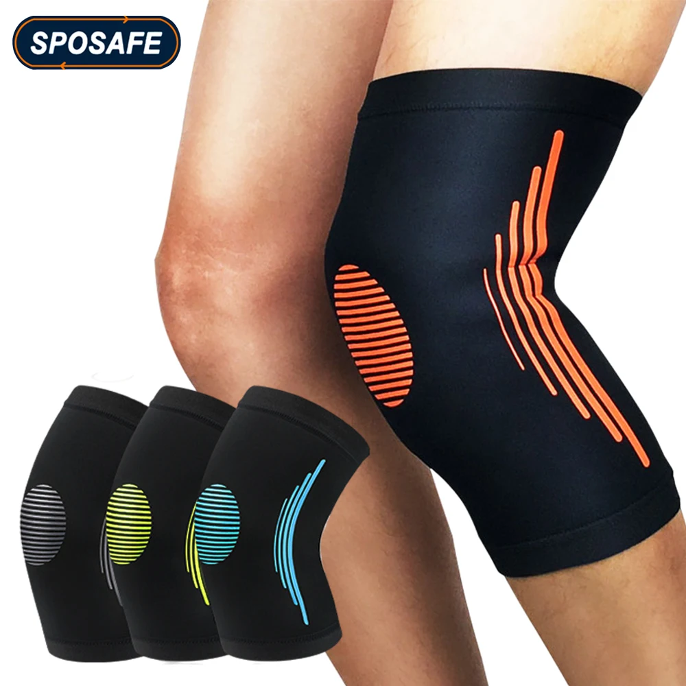 1Piece Sports Knee Brace Support Anti-Slip Compression Leg Sleeves Basketball Running Cycling Volleyball Tennis Badminton Golf