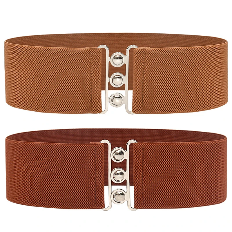 

66*7.5 cm Women Fashion Wide Elastic Belt Metal Buckle Cinch Waistband Ladies Casual Waist Band Stretch Dress Cummerbands Belt