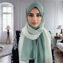 2024 Nieuwe Stijl Gradiënt Chiffon Sjaal Hijab Islamitische Vrouwen Headwraps Hoge Kwaliteit Glinsterende Big Size Pashmina voor Moslim