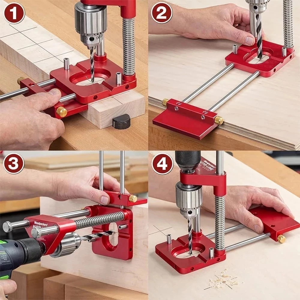 Portable DIY Woodworking Drill Locator Labor Saving Aluminum Alloy Drilling Template Guide Bits for Door Cabinets Hole Opener