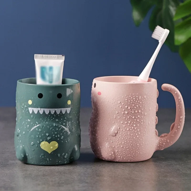 Tasse de lavage de dents de dinosaure de dessin animé mignon, tasse de rince-bouche, plastique respectueux de l'environnement, respectueux de la normalisation, fournitures pour couples, HOSupplies