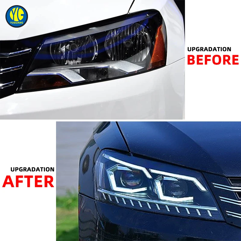 2026 YU GUANG for  VW Passat B7 2011 2015 Head Lamp Upgrade LED Head Light DRL Headlights Lens Accessories Front Light