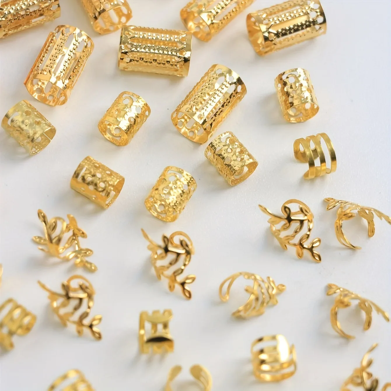 

40PCS Hair Rings for Braids Women Men Alloy Braid Clips Rhinestone Non Piercing Ear Cuffs Jewelry Hair Braiders Accessories