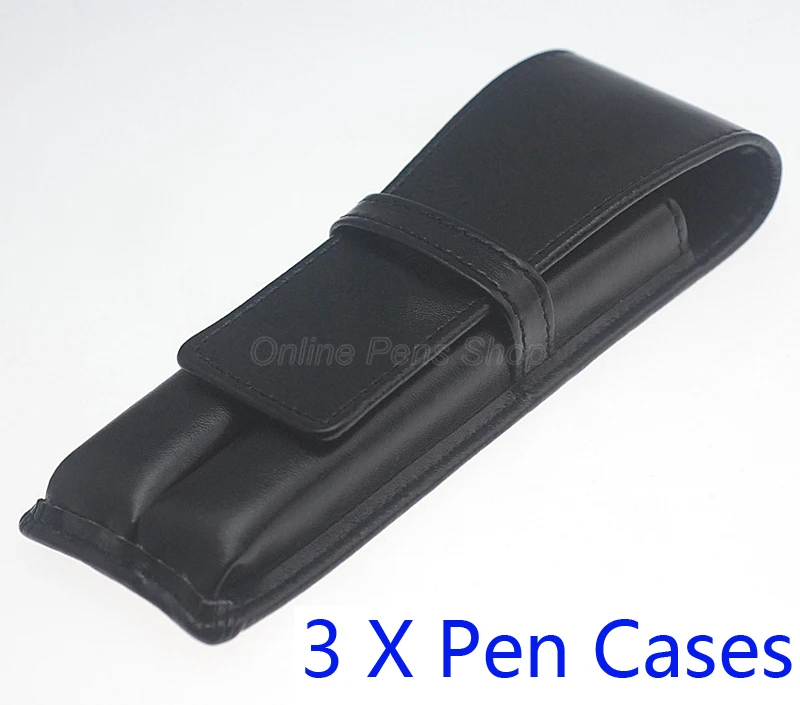 

3 Pcs Classic PU Leather Pencil Case Fountain Pen Roller Ball Pen Bag For 2 Pens Professional Coffee Pen Holder / Pouch