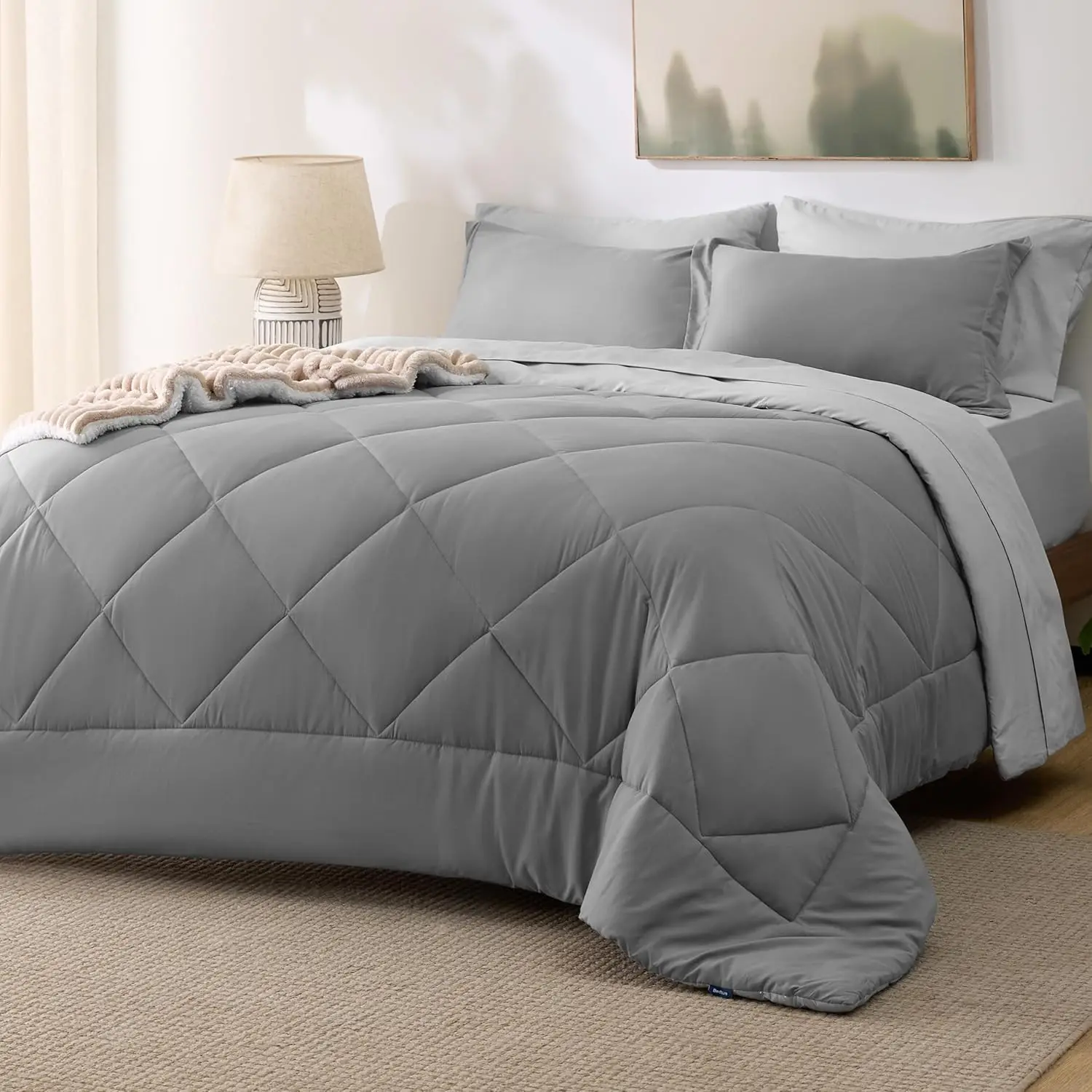 

Comforter Set - 7 Pieces Reversible Bed in a Bag with Comforters, Sheets, Pillowcases & Shams,