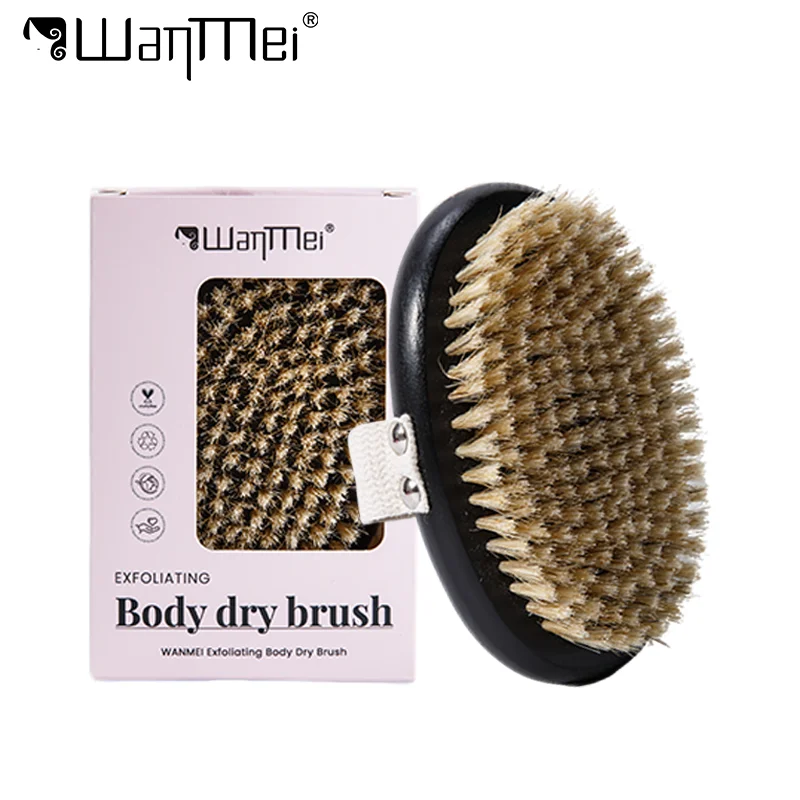 

1pc Natural Bristles Body Brush for Wet Dry Skin Body Exfoliator Scrubber for Glowing Skin Face Mustache Tools for Bath Salon