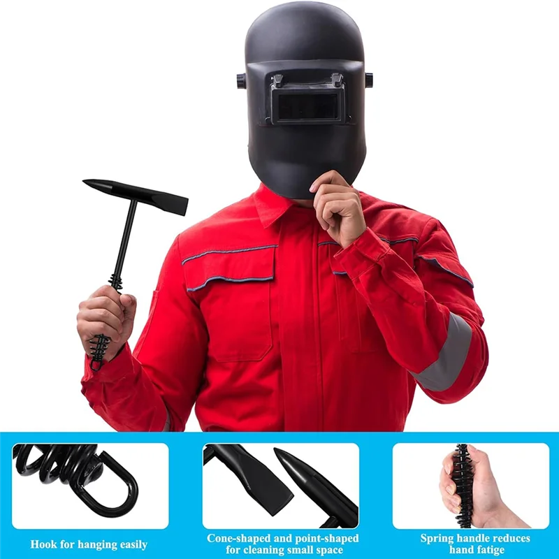 

AA21-9 Pcs Welding Slag Removal Accessories And Tools Set Kit Welding Hat Chipping Hammer Thickness Gauges