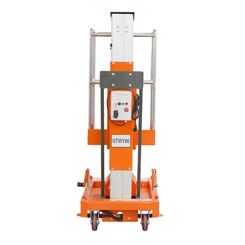 Yugong Kinglift 4M 6M 8M 10M تحميل 130 كجم واحد سارية واحدة رفع كهربائي سبائك الألومنيوم رجل رفع منصة رفع تلسكوبية