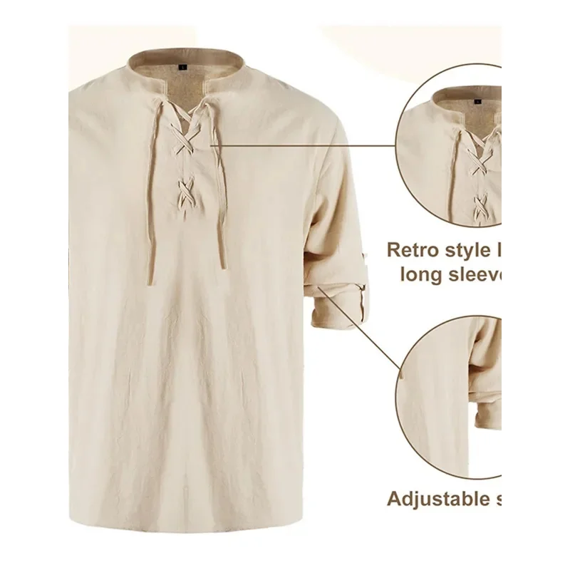 Jiuguva 4 قطعة مجموعة أزياء الهالوين للرجال عصر النهضة قميص القرون الوسطى القراصنة الكاحل النطاقات السراويل فايكنغ حزام الملحقات