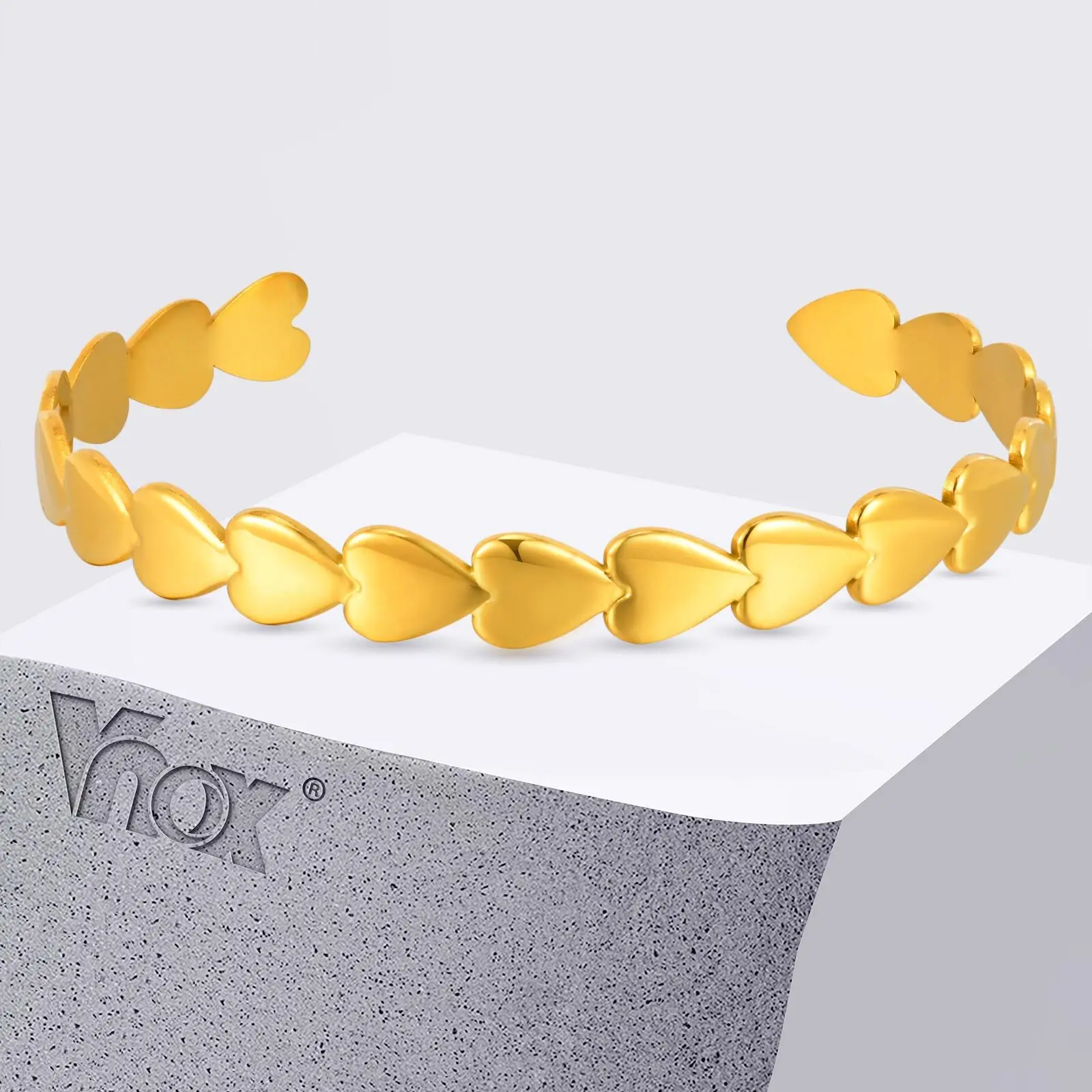 

Vnox Fashion Love Stacking Cuff Bracelet For Women,New Heart Snake Opening Bangles,Stainless Steel Jewelry Gifts To Girlfriend