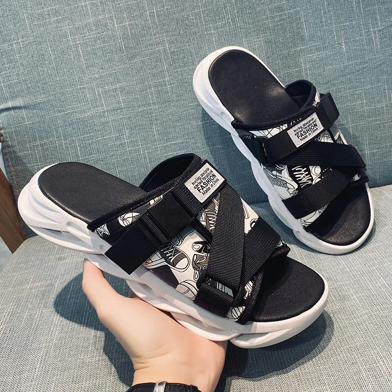 Slippers Men's Summer 2022 New Thick Bottom Korean Version of Trend of Men's Outdoor Non-slip Couples Beach a Word Sandals Women